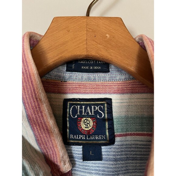 Chaps Ralph Lauren 90’s Button Down Short Sleeve Oxford Style‎ Shirt Men’s Large - Picture 3 of 9